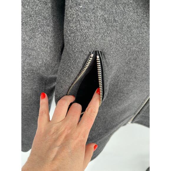 Mackage Felipa Charcoal Wool/Nylon/Cashmere Jacket Asiatic Racoon Fur Trim Small - Picture 4 of 13